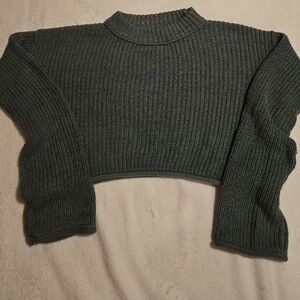 🧵 Wild Fable Green Ribbed Cropped Sweater – XXS